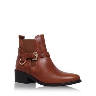 Brown 'Saddle' mid heel ankle boot